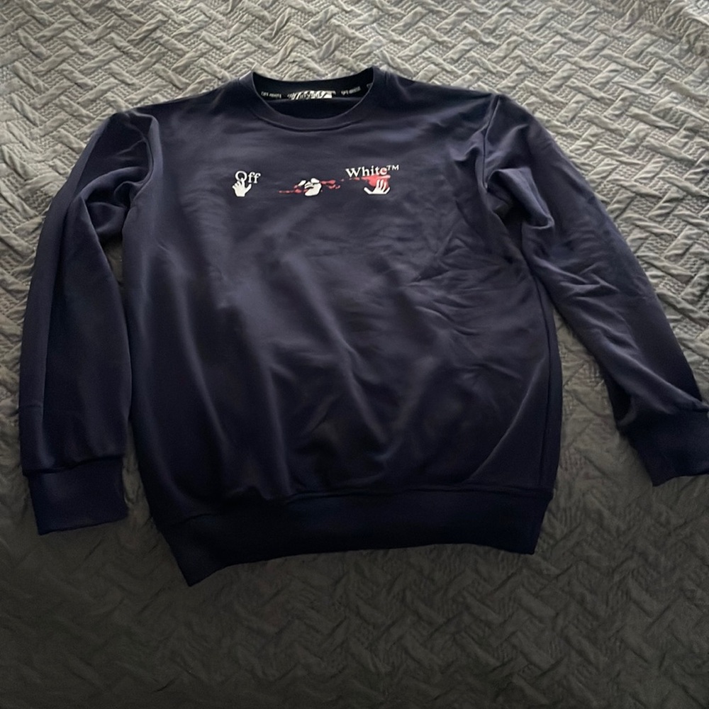 Off White Crewneck Size Large Navy Blue